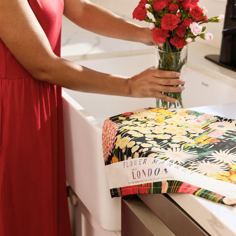 Flower Market Cotton Tea Towel