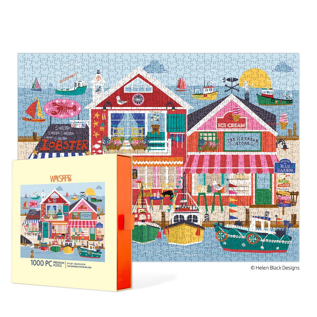 Blue Harbor 1000 Piece Puzzle, werkshoppe, jigsaw puzzles for adults, eco-friendly & sustainable
