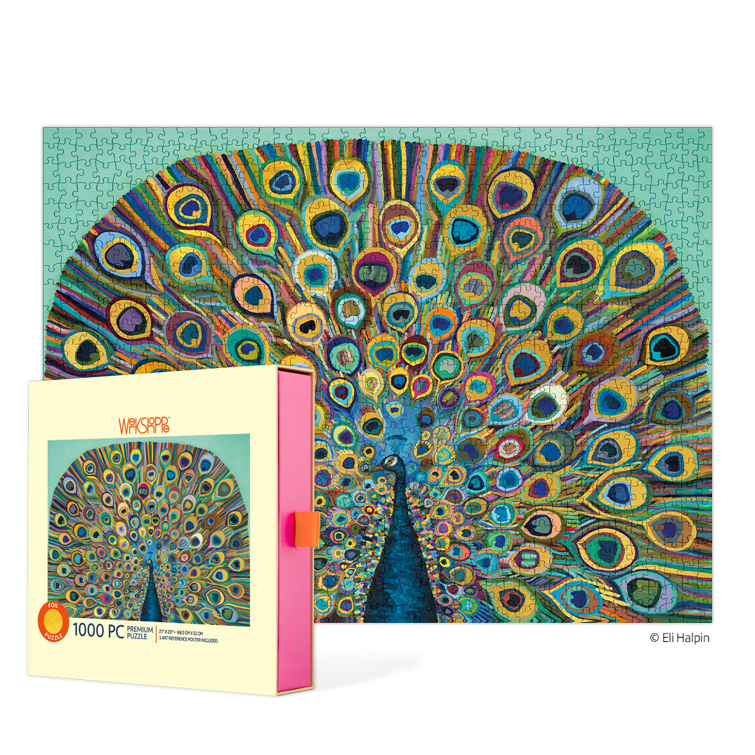 Peacock 1000 Piece Puzzle, jigsaw puzzle for adults, WerkShoppe puzzles, eco-friendly puzzle