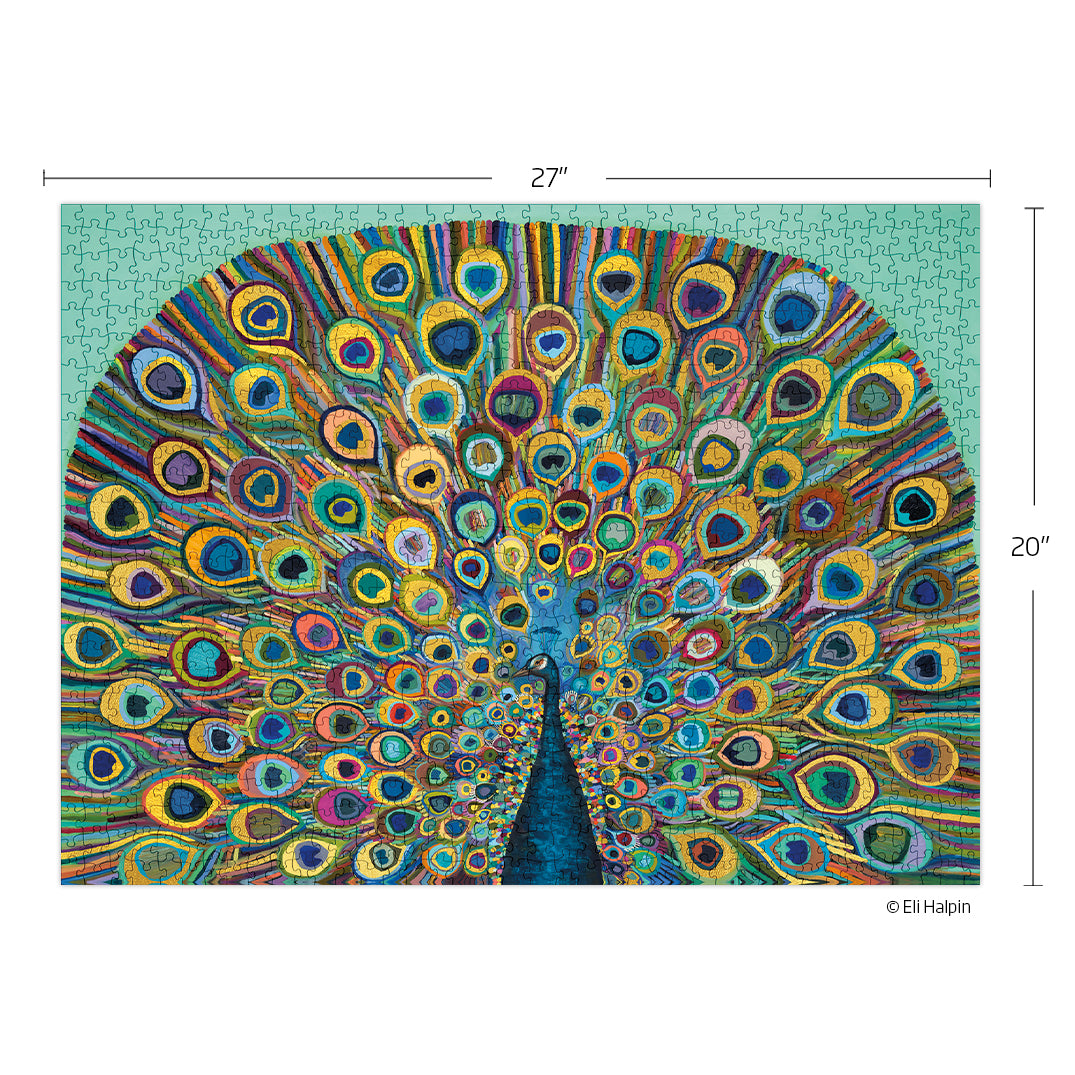 Peacock 1000 Piece Puzzle, jigsaw puzzle for adults, WerkShoppe puzzles, eco-friendly puzzle, puzzles for mental health