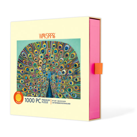 Peacock 1000 Piece Puzzle, jigsaw puzzle for adults, WerkShoppe puzzles, eco-friendly puzzle, puzzles for mental health