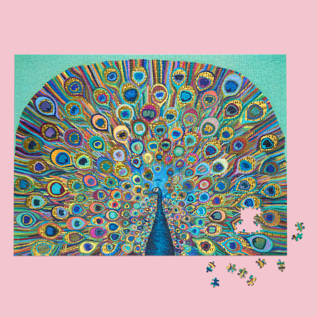 Peacock 1000 Piece Puzzle, jigsaw puzzle for adults, WerkShoppe puzzles, eco-friendly puzzle, puzzles for mental health