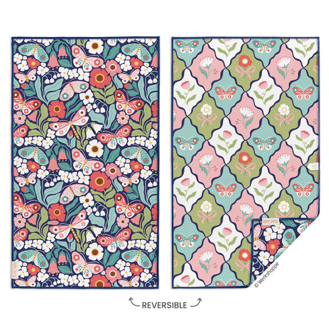 Boho Butterflies Microfiber Kitchen Towel, Reversible print Microfiber Kitchen Towel, optimized waffle weave, eco-friendly kitchen towels, 