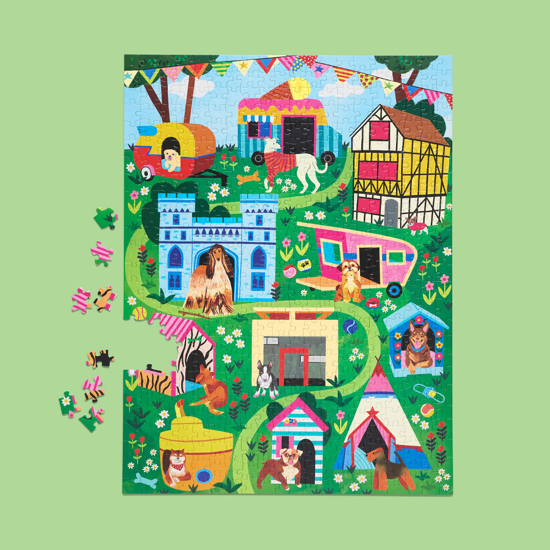 Doggie Dreamhouse 500 Piece Puzzle, dog lovers, gifts for animal lovers, jigsaw puzzles for adults, eco-friendly & sustainable, artist designed puzzles, cool jigsaw puzzles