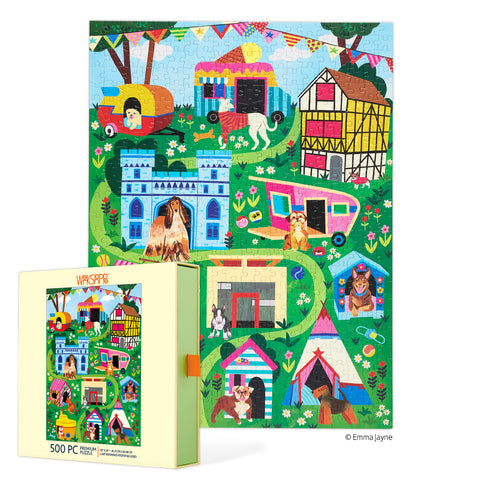 Doggie Dreamhouse 500 Piece Puzzle, dog lovers, gifts for animal lovers, jigsaw puzzles for adults, eco-friendly & sustainable, artist designed puzzles, cool jigsaw puzzles