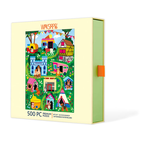 Doggie Dreamhouse 500 Piece Puzzle, dog lovers, gifts for animal lovers, jigsaw puzzles for adults, eco-friendly & sustainable, artist designed puzzles, cool jigsaw puzzles
