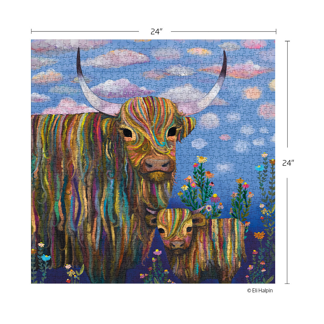 Highland Cows 1000 Piece Puzzle, jigsaw puzzles for adults, eco-friendly & sustainable, artist designed puzzles, cool jogsaw puzzles