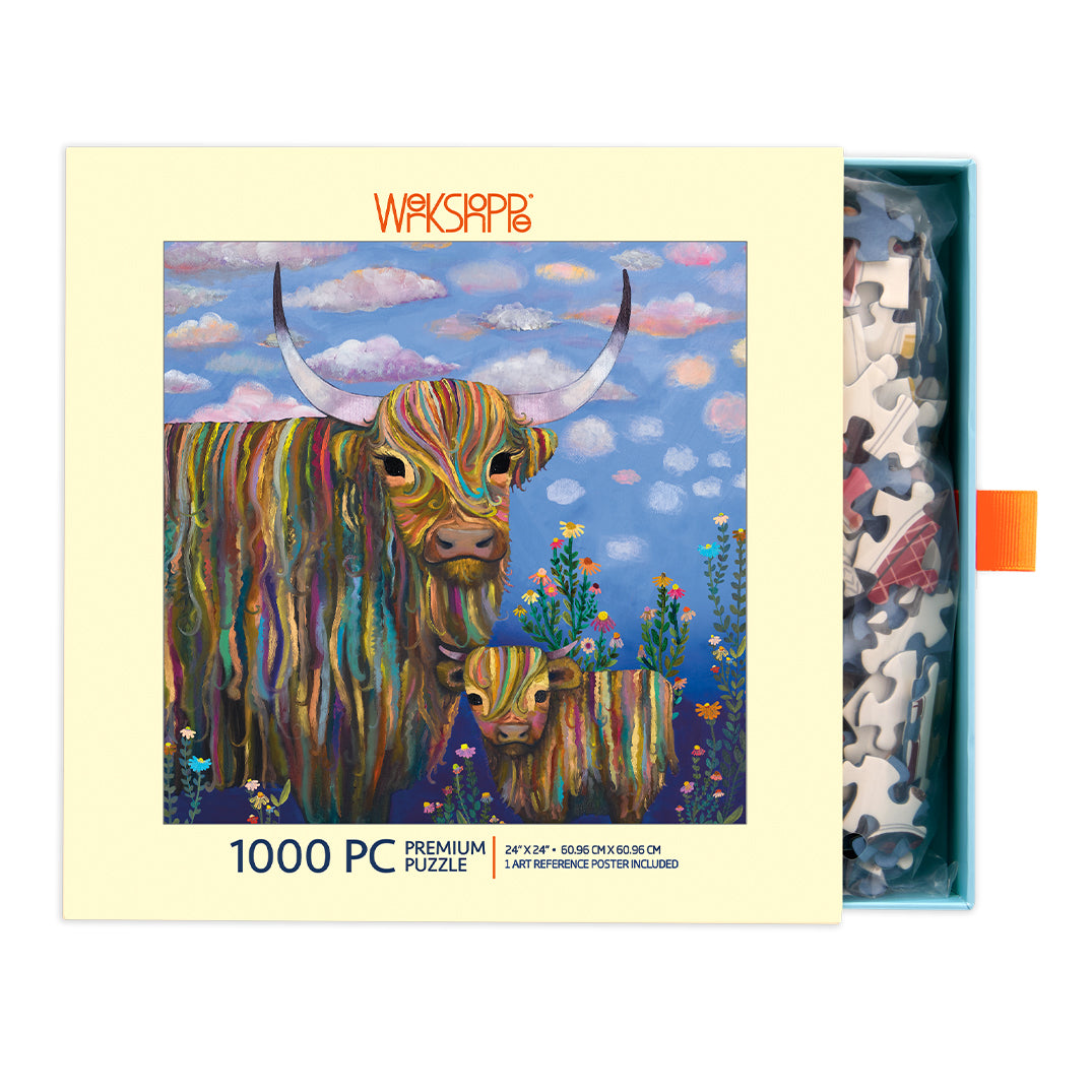 Highland Cows 1000 Piece Puzzle, jigsaw puzzles for adults, eco-friendly & sustainable, artist designed puzzles, cool jogsaw puzzles