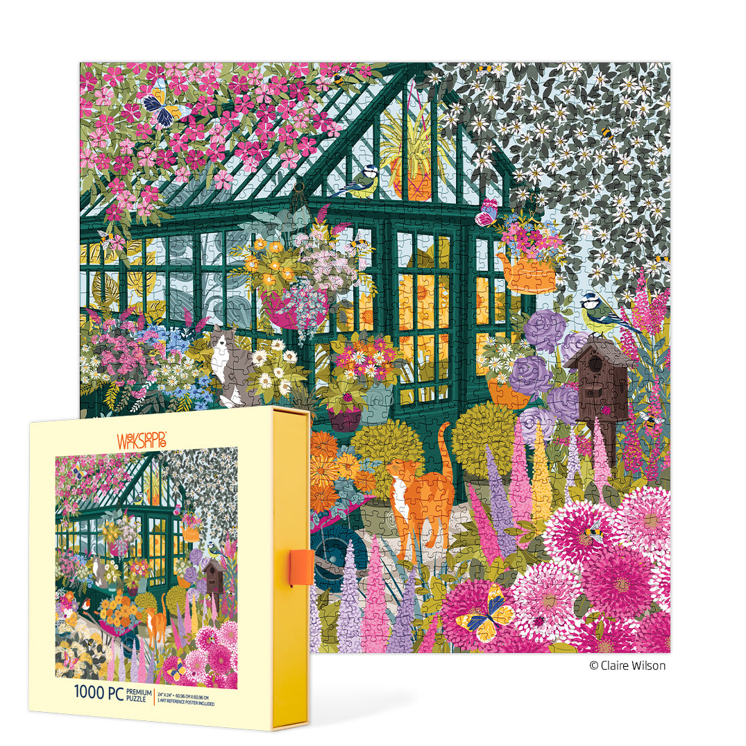 Spring Greenhouse 1000 Piece Puzzle, jigsaw puzzles for adults, eco-friendly & sustainable, artist designed puzzles, cool jogsaw puzzles