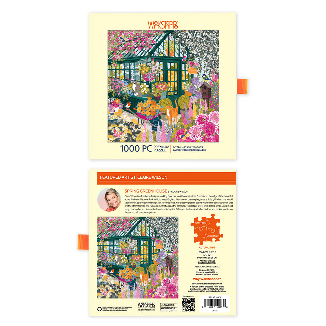 Spring Greenhouse 1000 Piece Puzzle, jigsaw puzzles for adults, eco-friendly & sustainable, artist designed puzzles, cool jogsaw puzzles