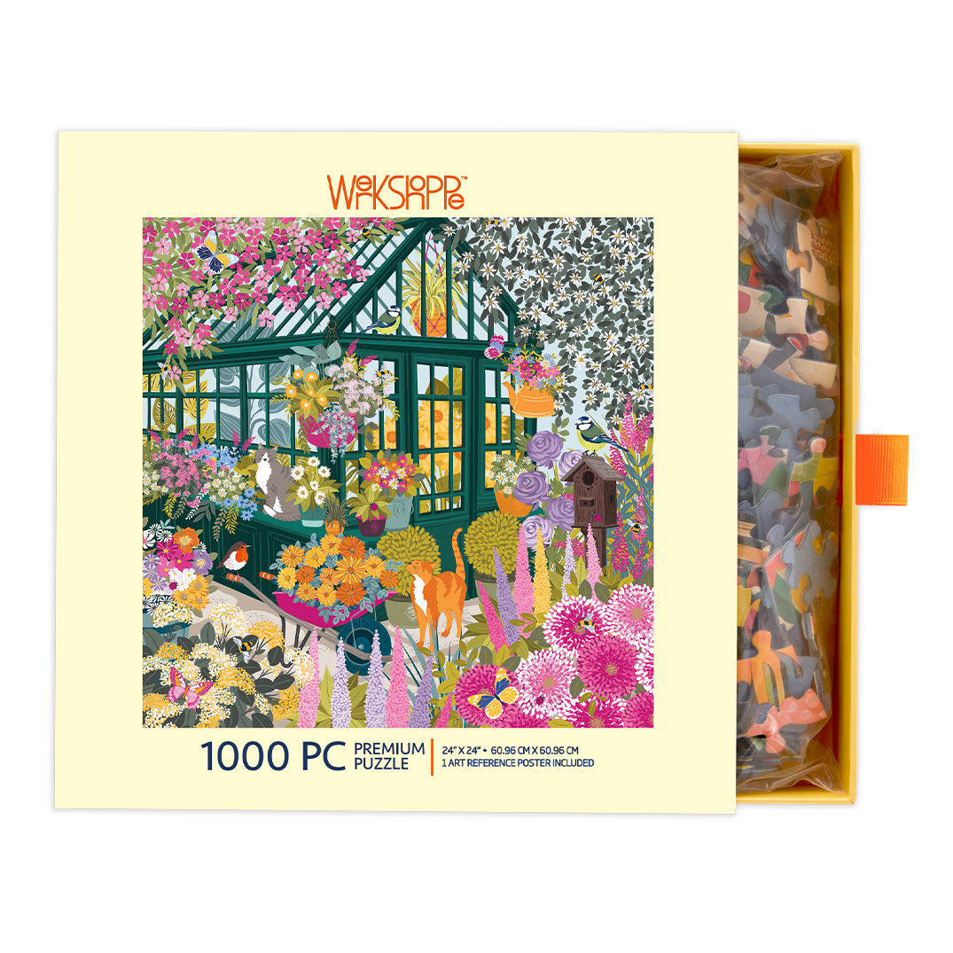 Spring Greenhouse 1000 Piece Puzzle, jigsaw puzzles for adults, eco-friendly & sustainable, artist designed puzzles, cool jogsaw puzzles