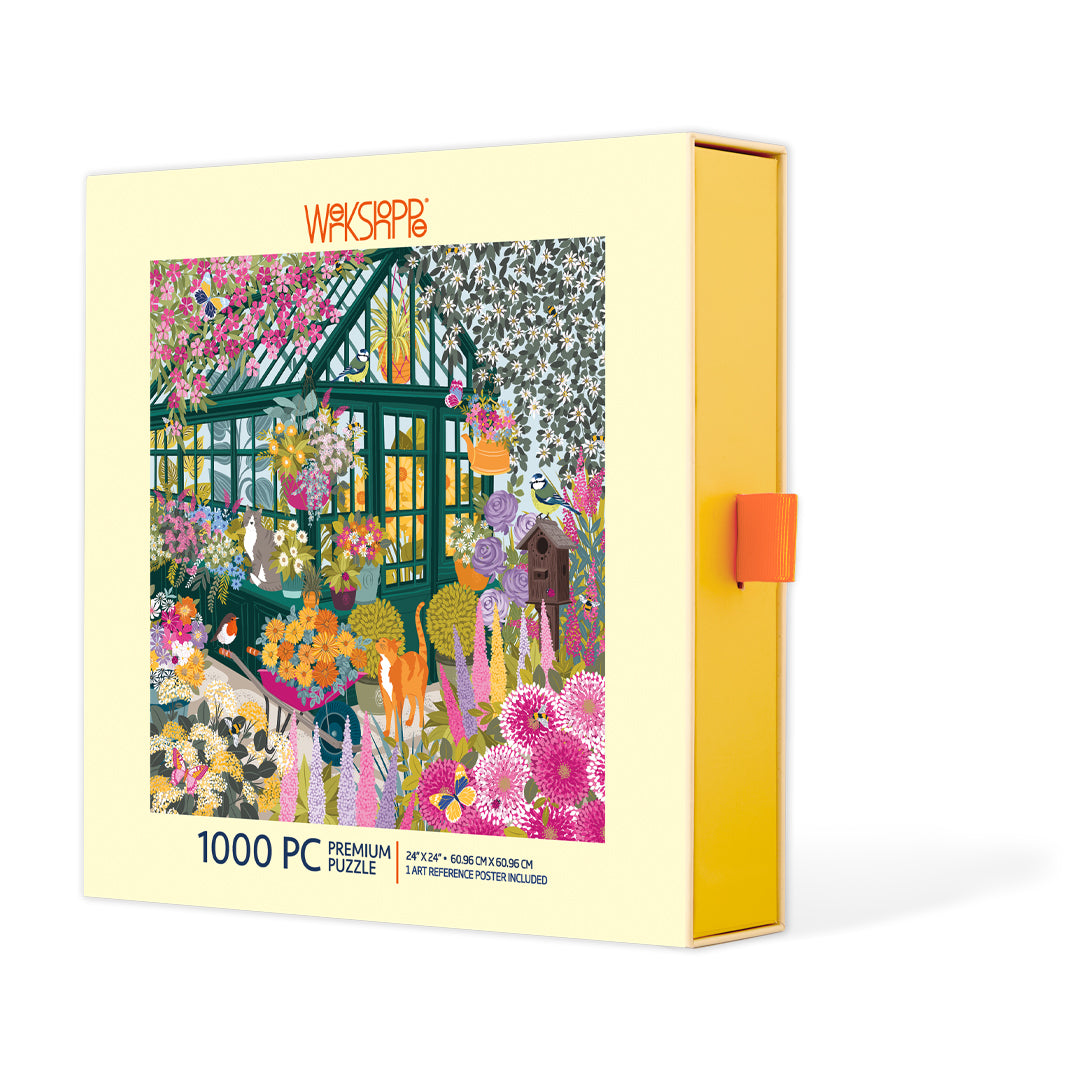 Spring Greenhouse 1000 Piece Puzzle, jigsaw puzzles for adults, eco-friendly & sustainable, artist designed puzzles, cool jogsaw puzzles