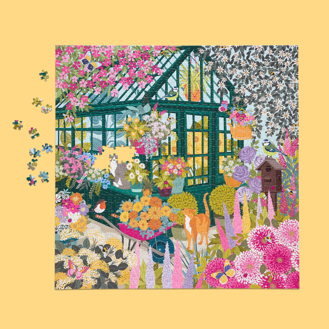 Spring Greenhouse 1000 Piece Puzzle, jigsaw puzzles for adults, eco-friendly & sustainable, artist designed puzzles, cool jogsaw puzzles