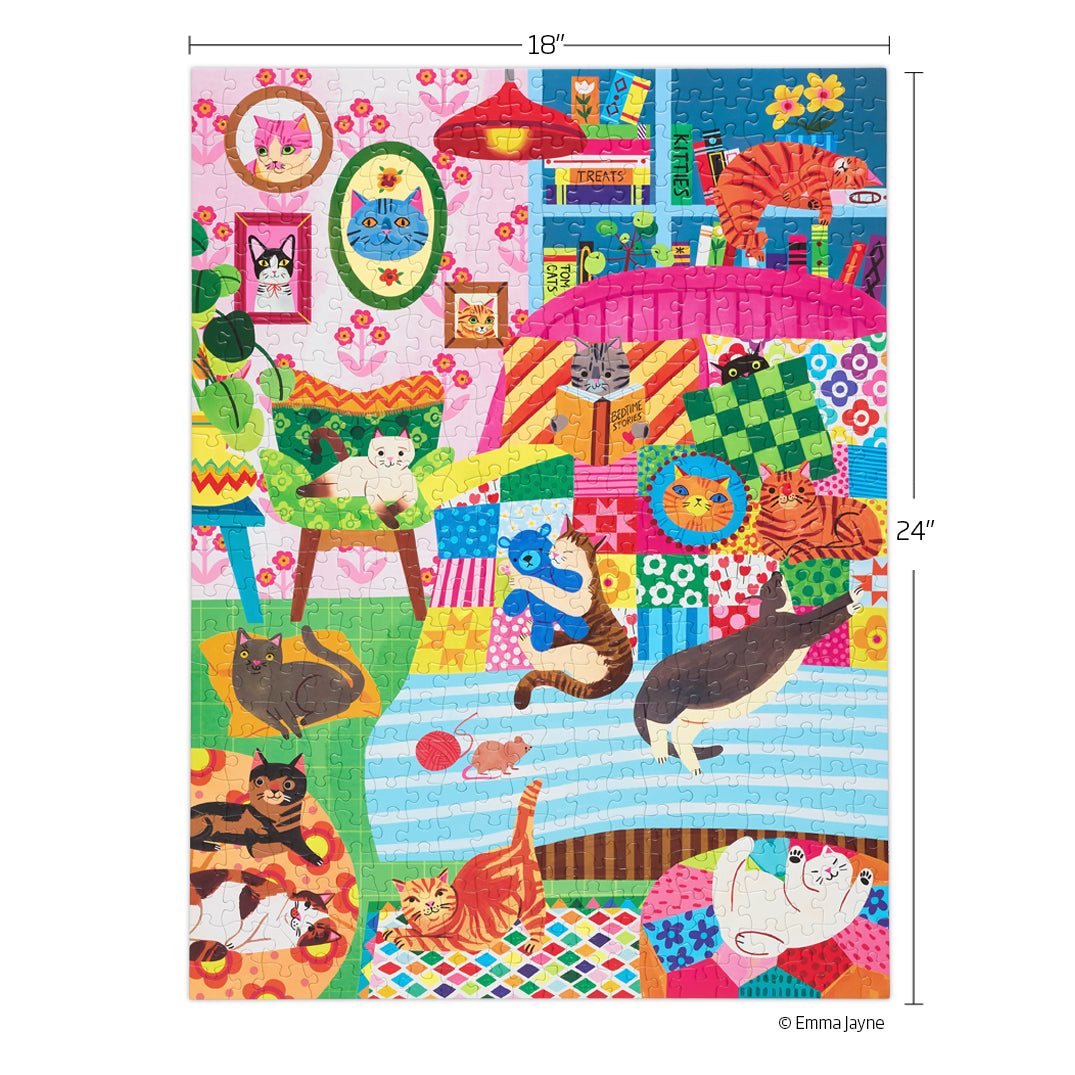 Cat Nap Stories 500 Piece Puzzle, jigsaw puzzles for adults, eco-friendly & sustainable, artist designed puzzles, cool jigsaw puzzles