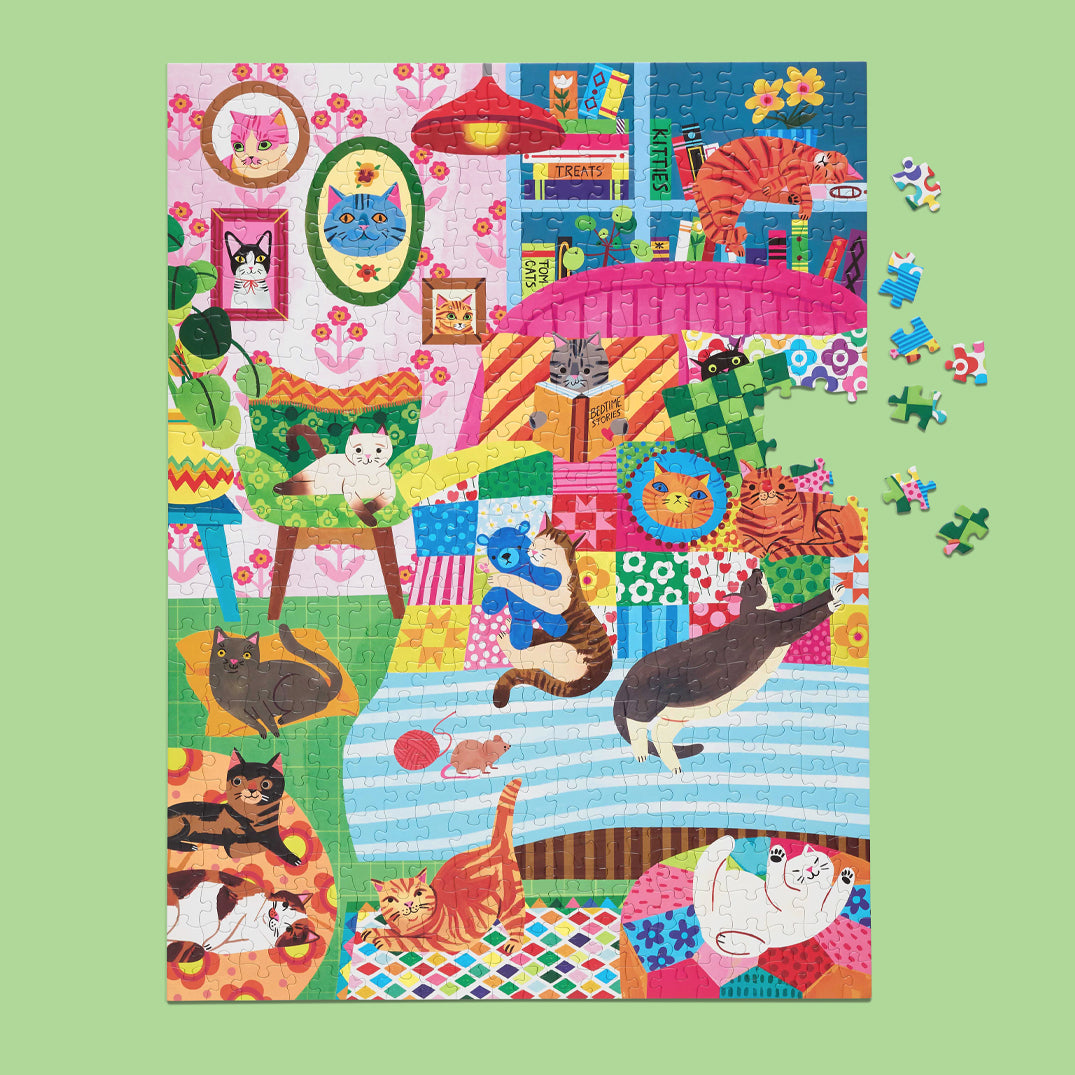 Cat Nap Stories 500 Piece Puzzle, jigsaw puzzles for adults, eco-friendly & sustainable, artist designed puzzles, cool jigsaw puzzles