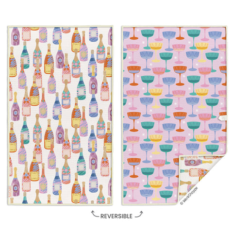 Champs & Coupes Microfiber Kitchen Towel,  Reversible Microfiber Kitchen Towel, optimized waffle weave, eco-friendly kitchen towels, 