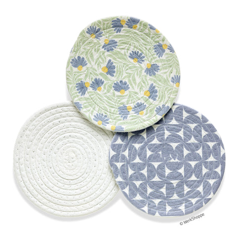 Blue Coneflower Cotton Kitchen Trivets