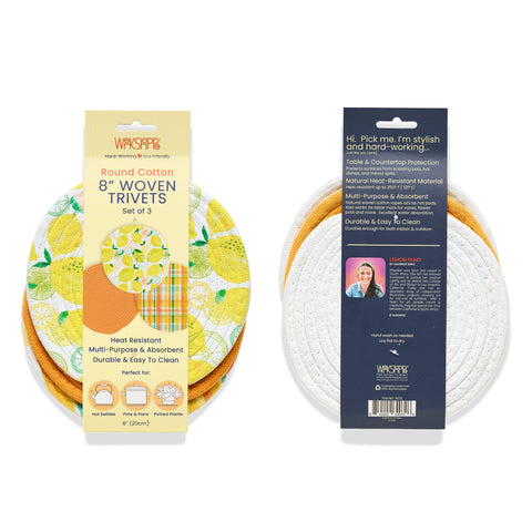 Lemon Plaid Cotton Kitchen Trivets