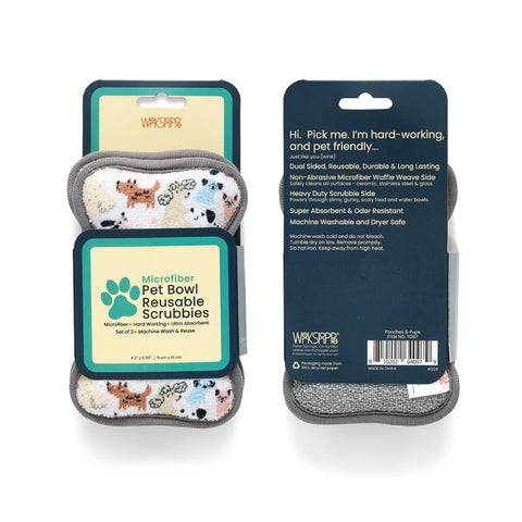 Pooches & Pups Pet Scrubbies, Pet Scrubbies, pet accessories, pet essentials, werkshoppe pet supplies, pet dish sponge, dog bowl scrubbie, cat dish cleaner, reusable sponges, eco-friendly sponge set