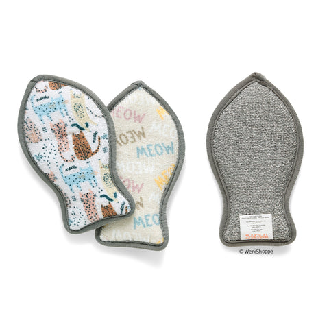 Cats Meow Pet Scrubbies, Pet bowl Scrubbies, pet accessories, pet essentials, werkshoppe pet supplies, pet dish sponge, dog bowl scrubbie, cat dish cleaner, reusable sponges, eco-friendly sponge set, cat accessories