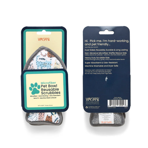 Cats Meow Pet Scrubbies, Pet bowl Scrubbies, pet accessories, pet essentials, werkshoppe pet supplies, pet dish sponge, dog bowl scrubbie, cat dish cleaner, reusable sponges, eco-friendly sponge set, cat accessories