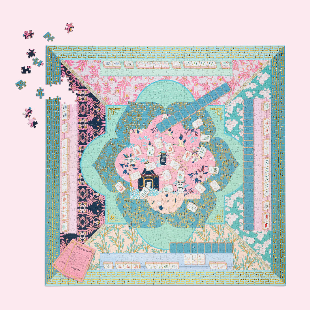 Let's Play Mahjong 1000 Piece Puzzle, mahjong lovers, jigsaw puzzles for adults, eco-friendly & sustainable, artist designed puzzles, cool jigsaw puzzles, gifts for mahjong players
