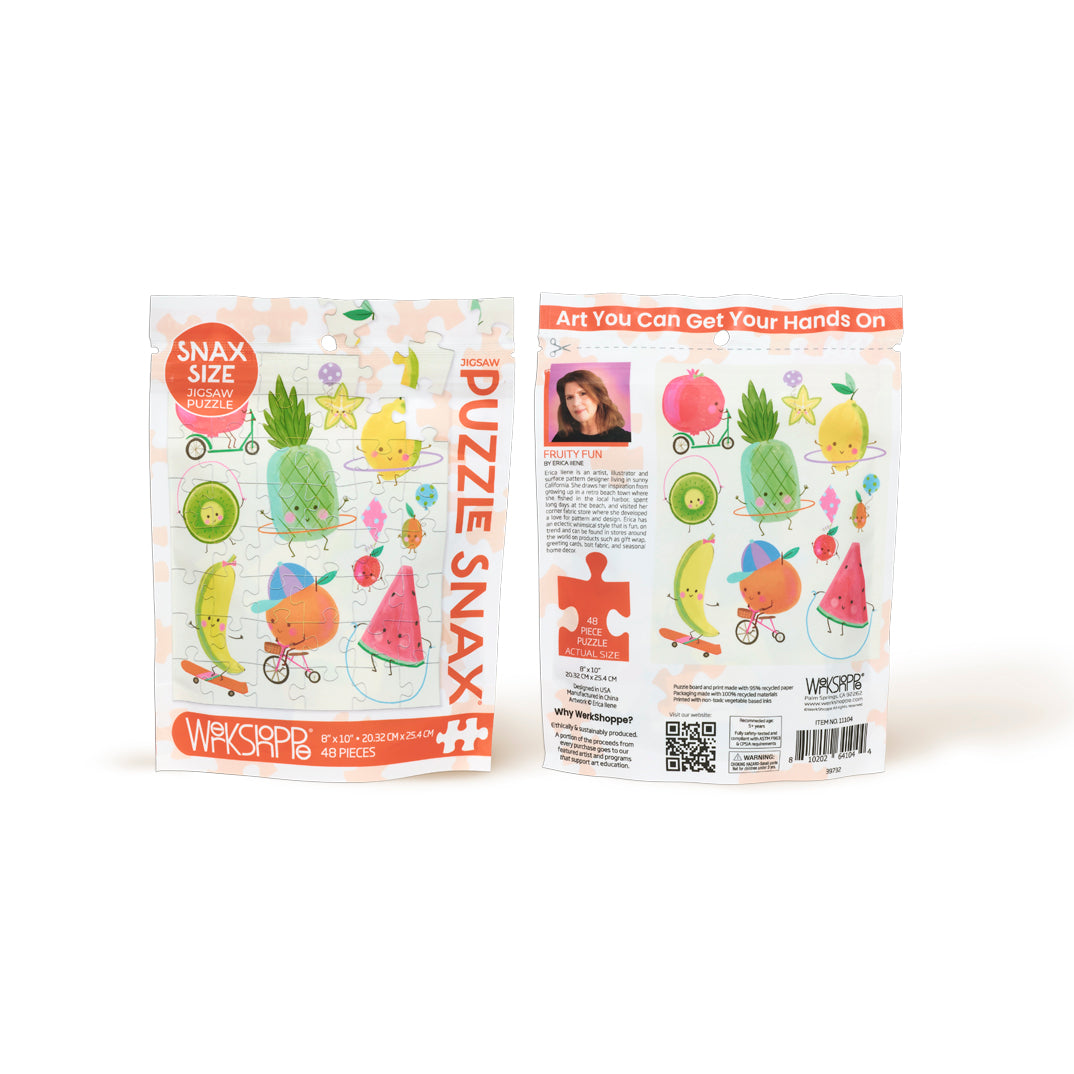 Fruity Fun 48 Piece Puzzle Snax, jigsaw puzzles for kids, puzzle snax for kids, childrens puzzles, cool jigsaw puzzles, fun puzzles by WerkShoppe