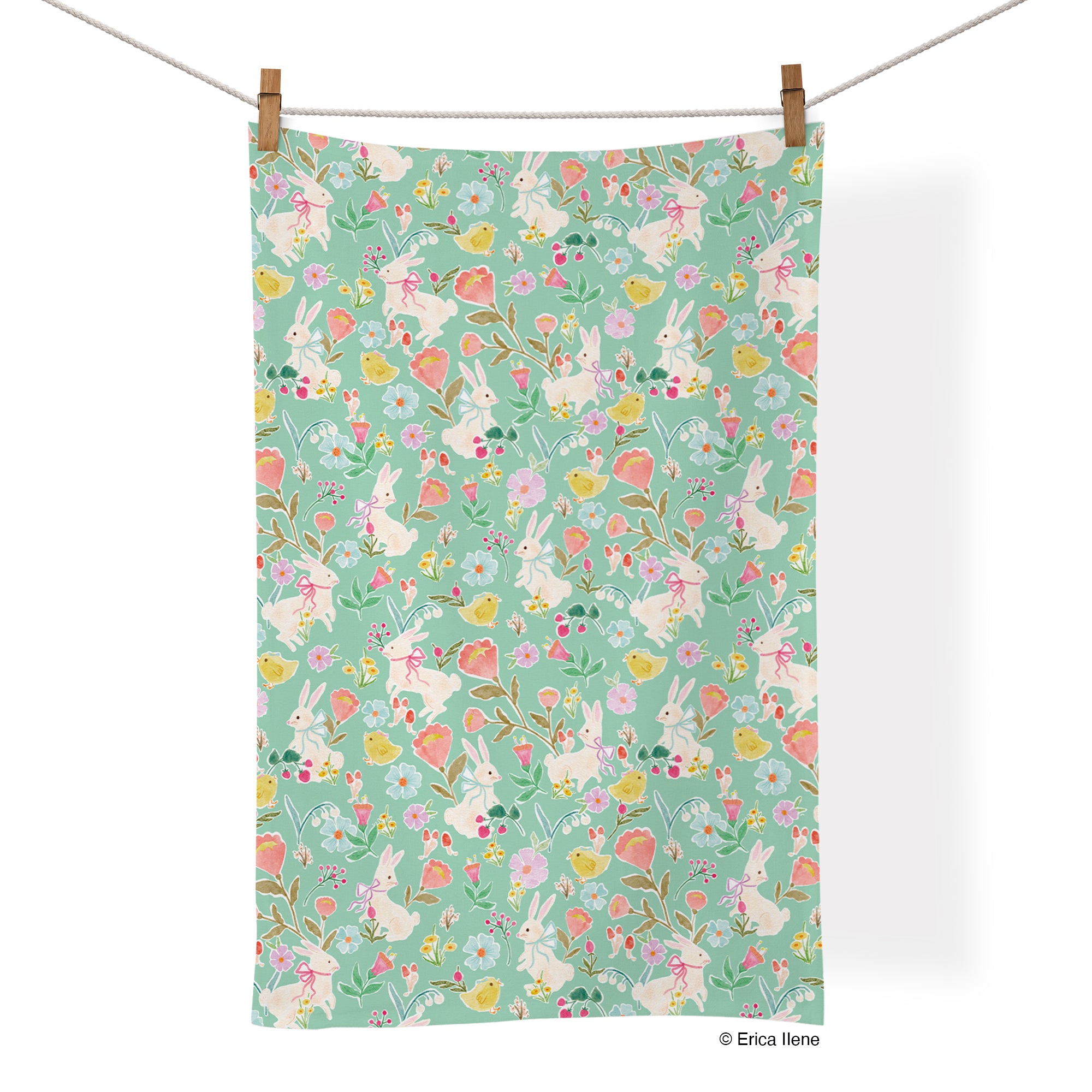 Hop & Peep 100% Cotton Tea Towel, WerkShoppe tea towel, Machine washable, artist designed prints, cute kitchen decor