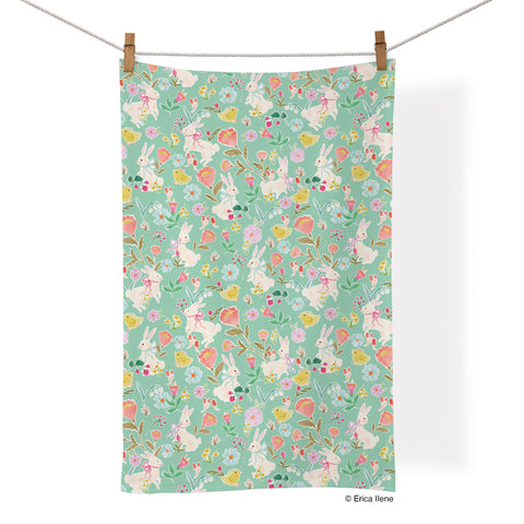 Hop & Peep 100% Cotton Tea Towel, WerkShoppe tea towel, Machine washable, artist designed prints, cute kitchen decor