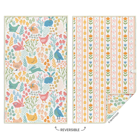 Springtime Friends Microfiber Kitchen Towel,  Reversible Microfiber Kitchen Towel, optimized waffle weave, eco-friendly kitchen towels, 