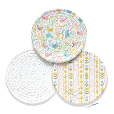 Springtime Friends Cotton Kitchen Trivets