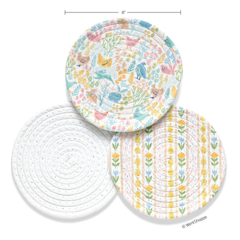 Springtime Friends Cotton Kitchen Trivets
