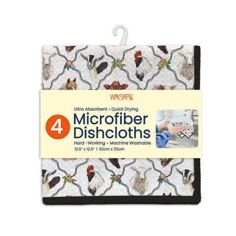 At the Farm Microfiber Dishcloths, Non-Abrasive All-Purpose Microfiber, High Performance Waffle Weave, Eco-friendly WerkShoppe Kitchen Towels, Set of 2 dish cloths, 