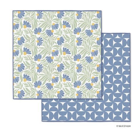 Blue Coneflower Microfiber Dishcloths, Non-Abrasive All-Purpose Microfiber, High Performance Waffle Weave, Eco-friendly WerkShoppe Kitchen Towels, Set of 2 dish cloths, 