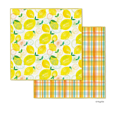 Lemon Plaid Microfiber Dishcloths