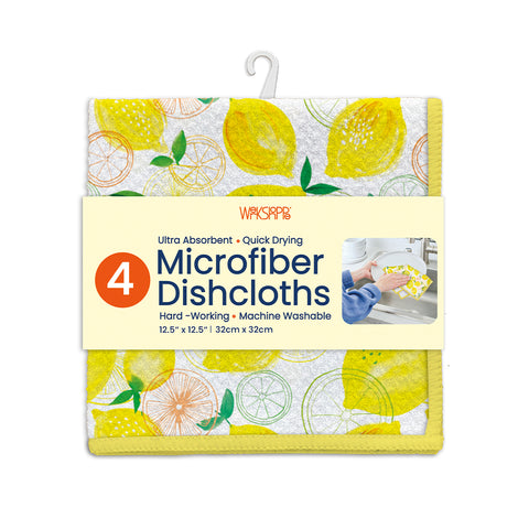 Lemon Plaid Microfiber Dishcloths