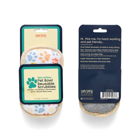 Paw Prints Pet Scrubbies, pet accessories, pet essentials, werkshoppe pet supplies, pet dish sponge, dog bowl scrubbie, cat dish cleaner, reusable sponges, eco-friendly sponge set