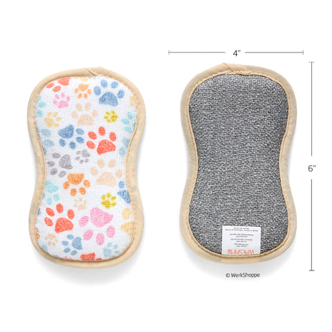 Paw Prints Pet Scrubbies, pet accessories, pet essentials, werkshoppe pet supplies, pet dish sponge, dog bowl scrubbie, cat dish cleaner, reusable sponges, eco-friendly sponge set