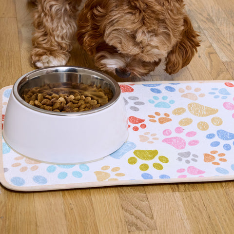 Paw Prints Pet Bowl Mat