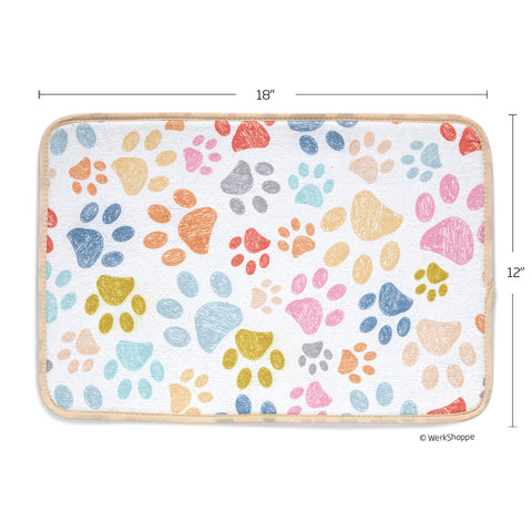 Paw Prints Pet Bowl Mat