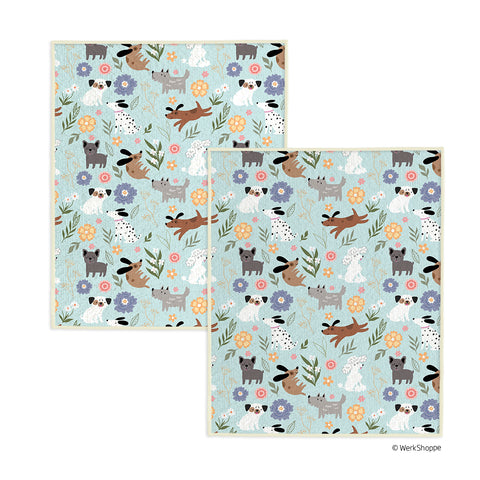 Dog Floral Pet Drying Towel, set of 2 dog drying towel, reusable washable microfiber pet towels