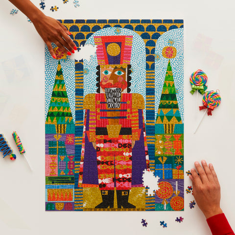 Art by Clare Youngs, festive nutcracker jigsaw puzzle, holiday puzzle, 1000 piece puzzle, puzzle gifts, artist designed puzzles, unique puzzles, christmas puzzloe