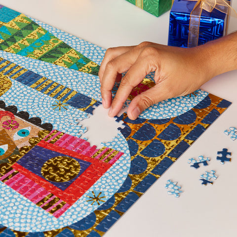 Art by Clare Youngs, festive nutcracker jigsaw puzzle, holiday puzzle, 1000 piece puzzle, puzzle gifts, artist designed puzzles, unique puzzles, christmas puzzloe