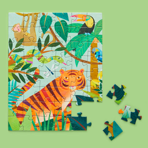 In the Jungle 48 Piece Jigsaw Puzzle Snax, animals, travel size puzzles, gifts for kids, artist designed puz