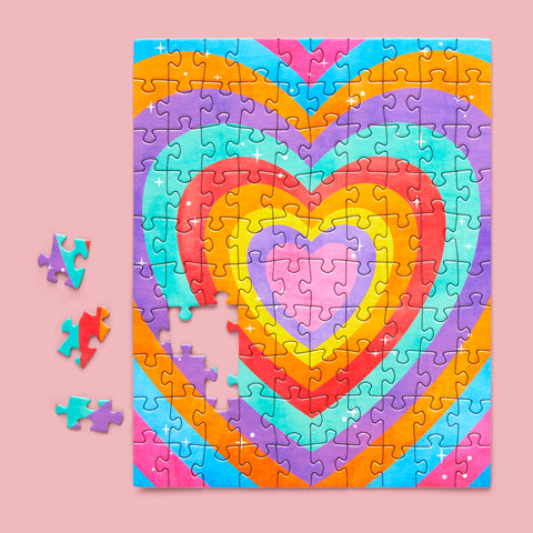 Velvet Heart 100 Piece Puzzle Snax, colorful heart puzzle for kids, puzzles for beginners, jigsaw puzzles for kids